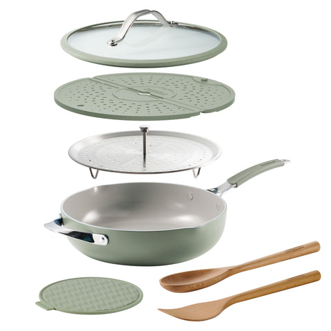Tramontina stainless-steel steamer insert fitting inside pan for versatile steaming