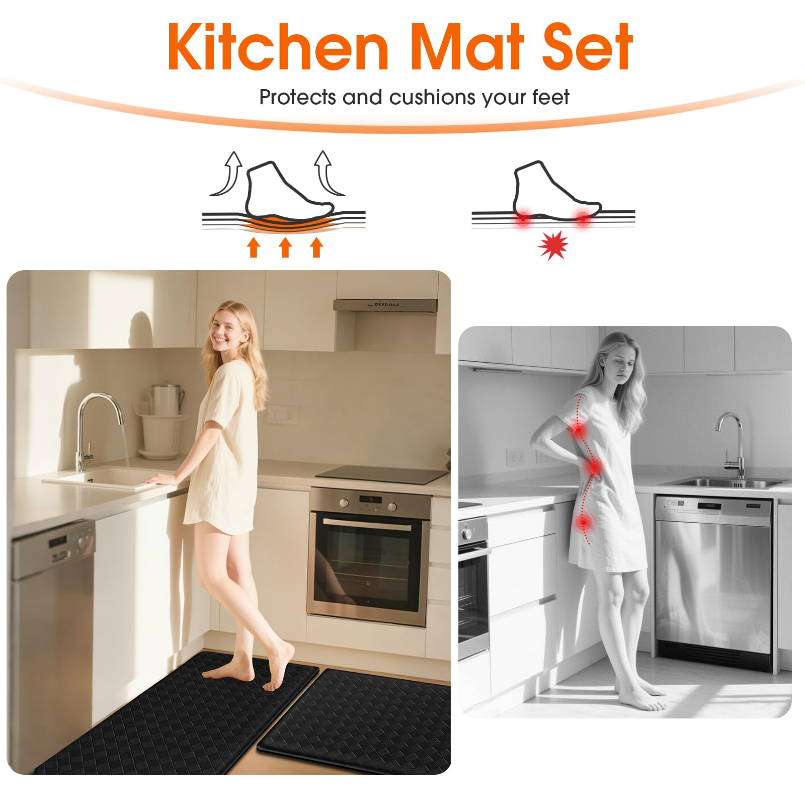TranquilRelax in-kitchen by sink demo providing anti-fatigue comfort during tasks