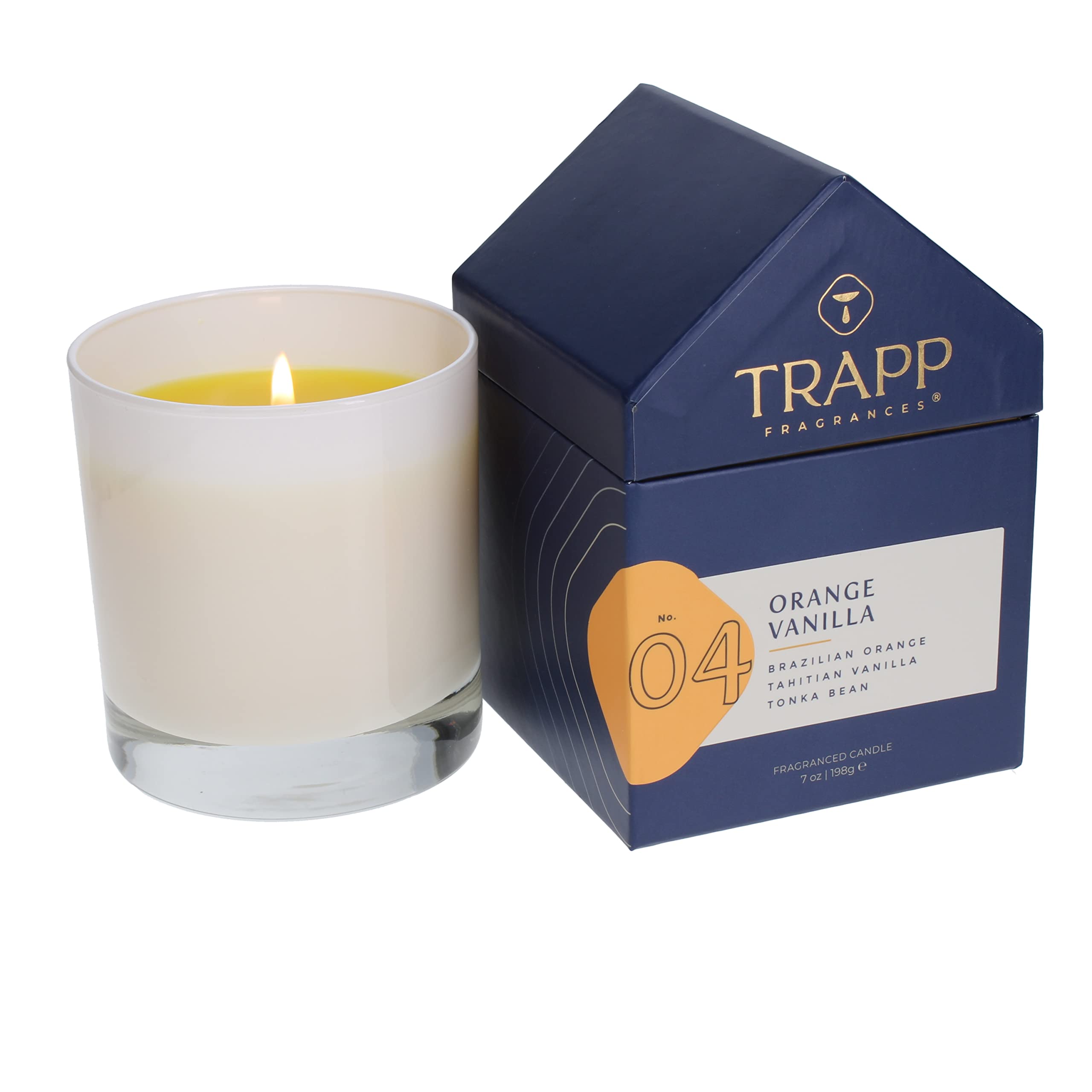 Trapp white glass vessel top view with centered wick, enhances décor