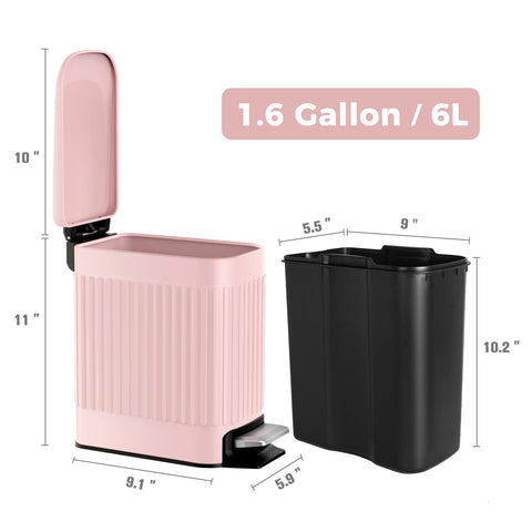TrashAid in styled bathroom illustrating pink decor and tidy appearance
