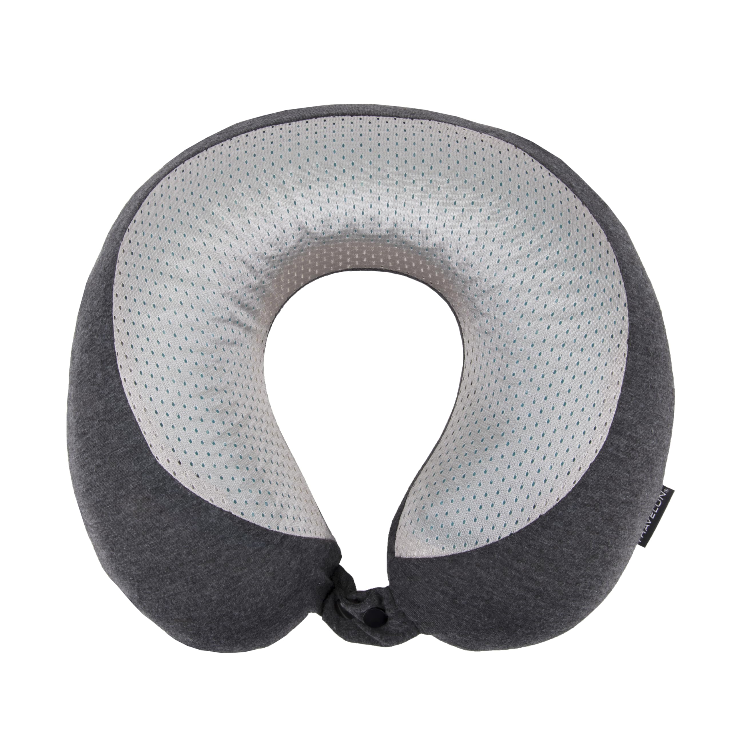 Travelon charcoal front view showing full U-shape and comfort benefit