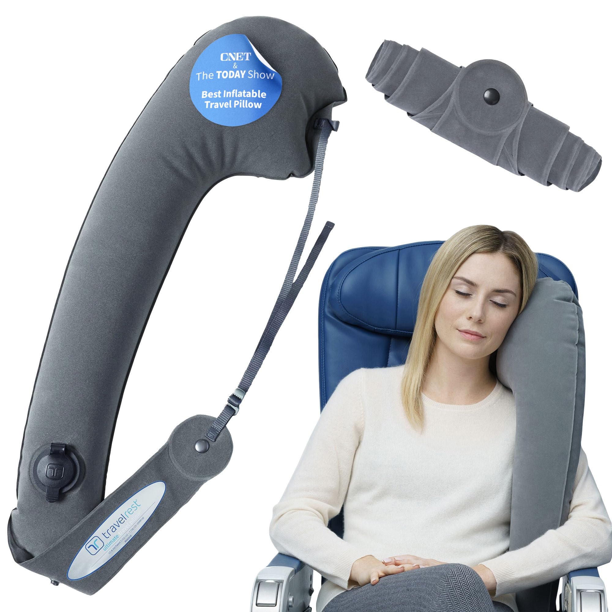 TRAVELREST front view inflated showing full neck and body support benefit