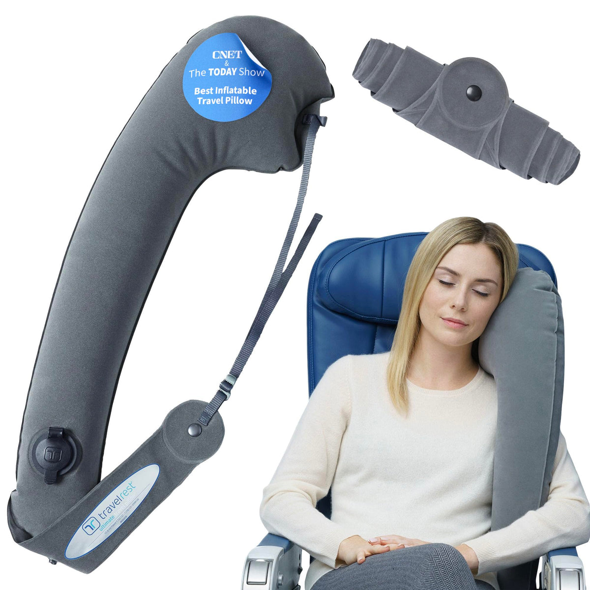 TRAVELREST front view inflated showing full neck and body support benefit