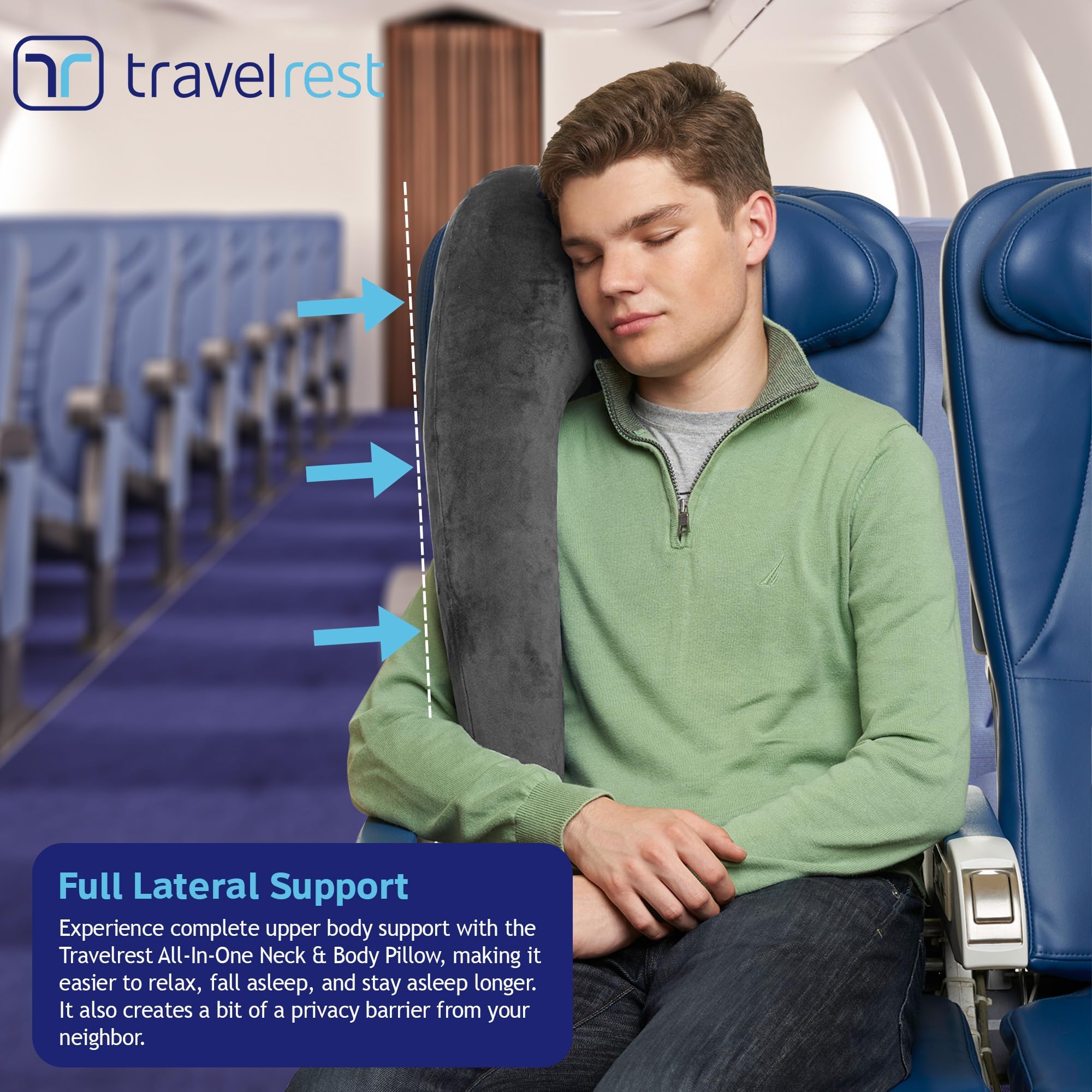 TRAVELREST used in airplane seat providing steady neck support