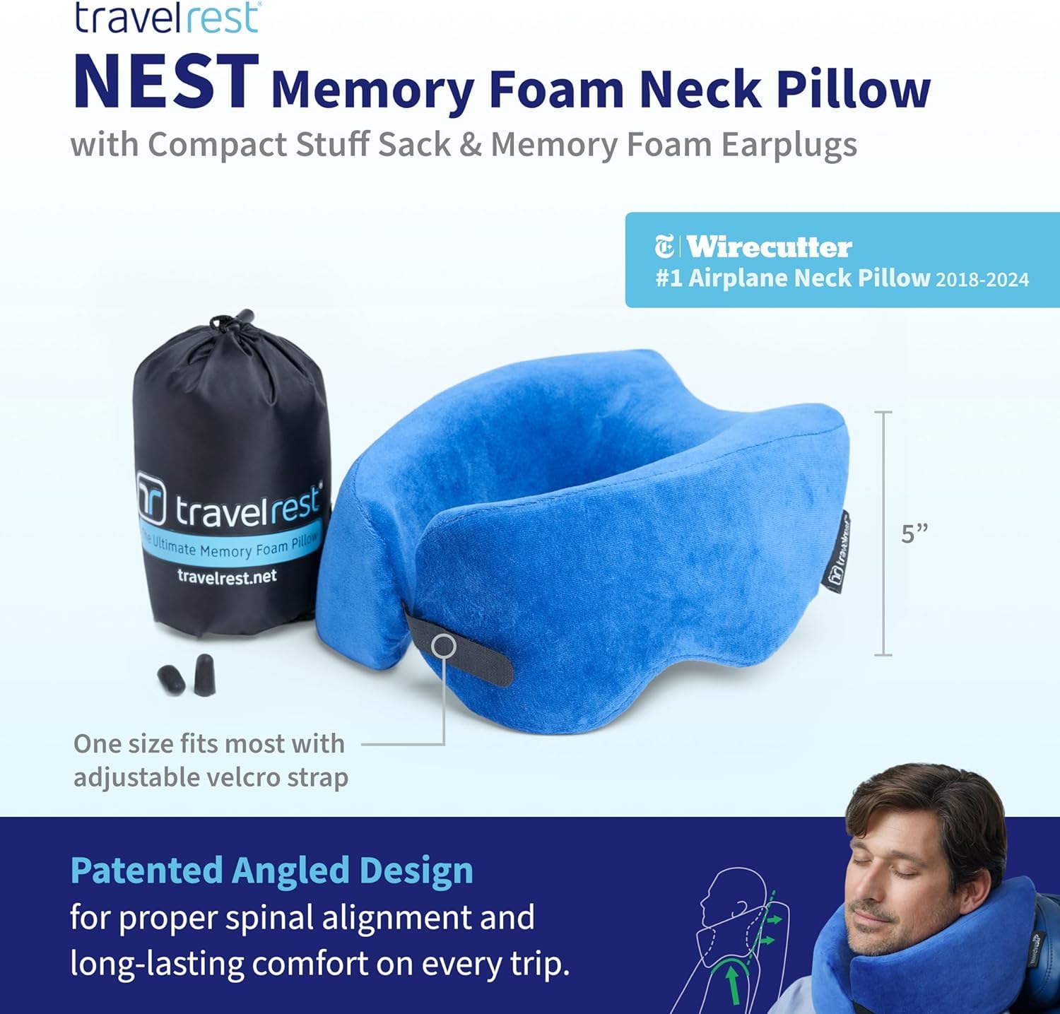 TRAVELREST flat-back profile demonstrating head stabilization benefit