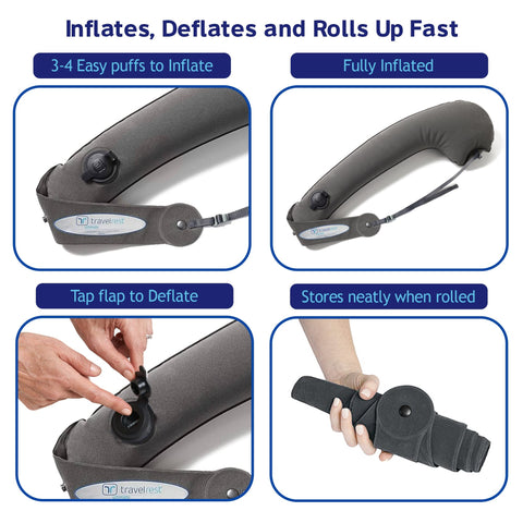 TRAVELREST next to water bottle showing compact size and easy portability benefit