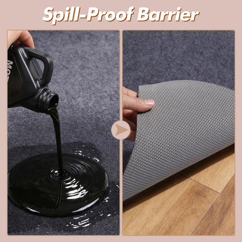 TravLand felt top close-up, cushion layer protects rug fibers