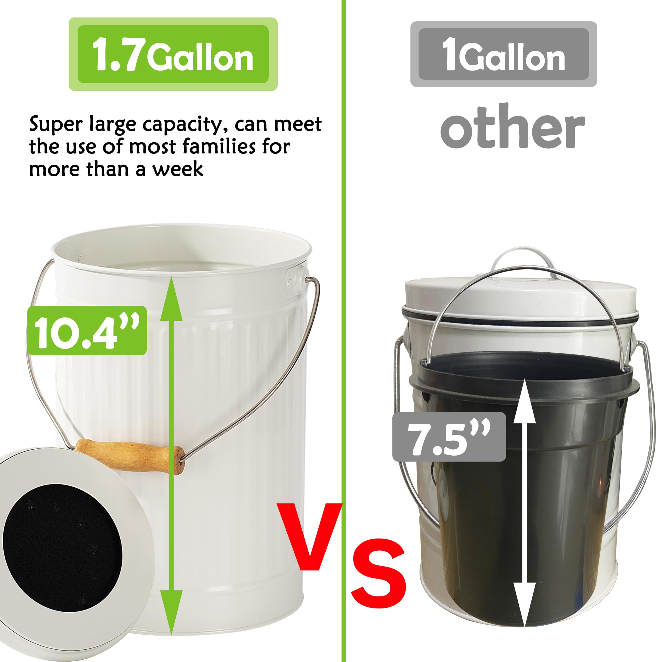 TreaHome compost bin lid closed highlighting seal and smell prevention for odor-free kitchens