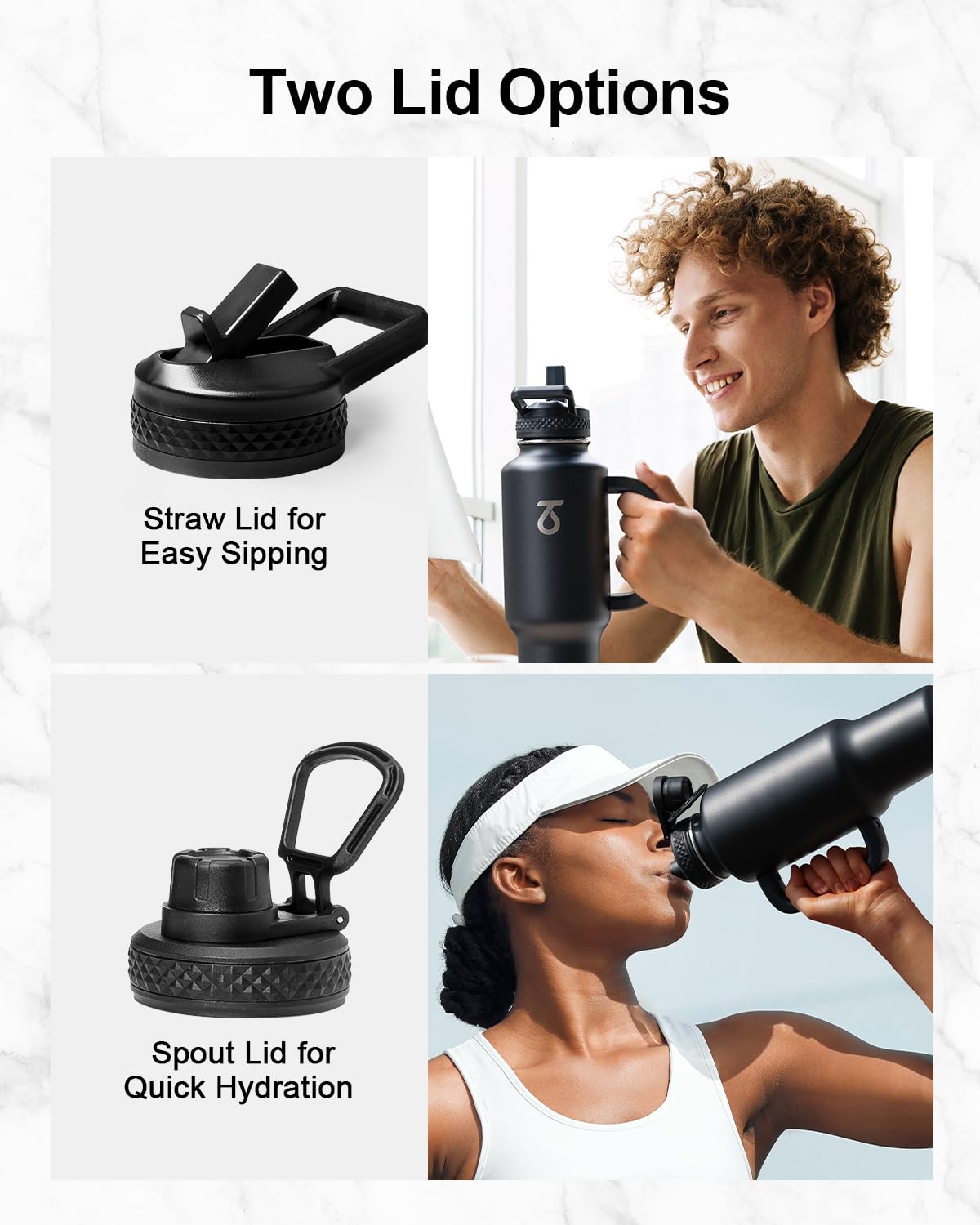 Trebo bottle seated in car cup holder for travel-friendly stability benefit