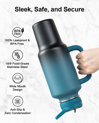 Trebo wide mouth with ice added showing easy filling and fast cleaning benefit