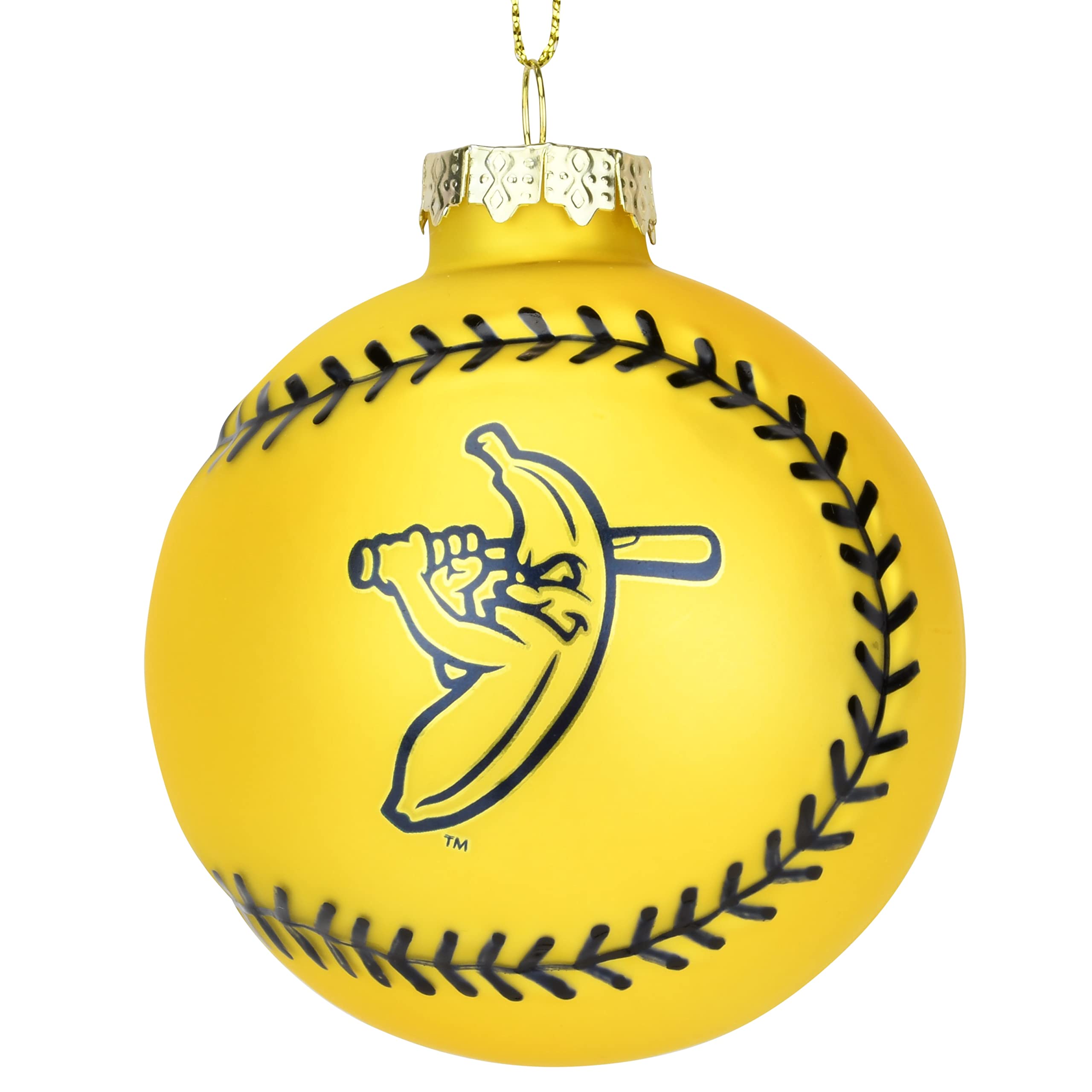 Tree Buddees banana ball front view showing bright yellow finish and team branding for instant fan appeal