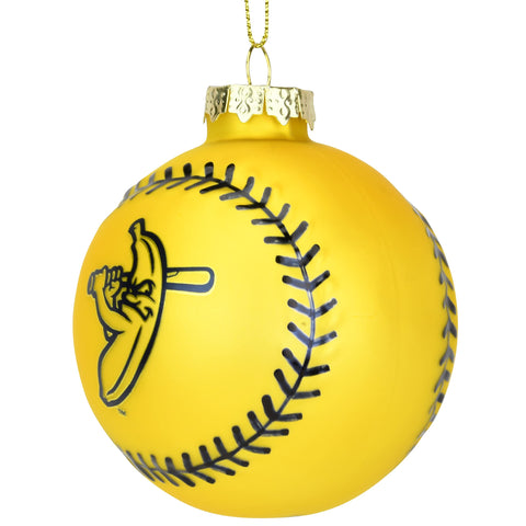 Tree Buddees Banana Ball beside a standard baseball showing compact 3-inch size for decor versatility