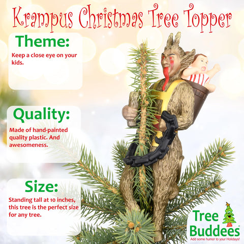 Tree Buddees Krampus close-up detail highlighting hand-painted texture and durability