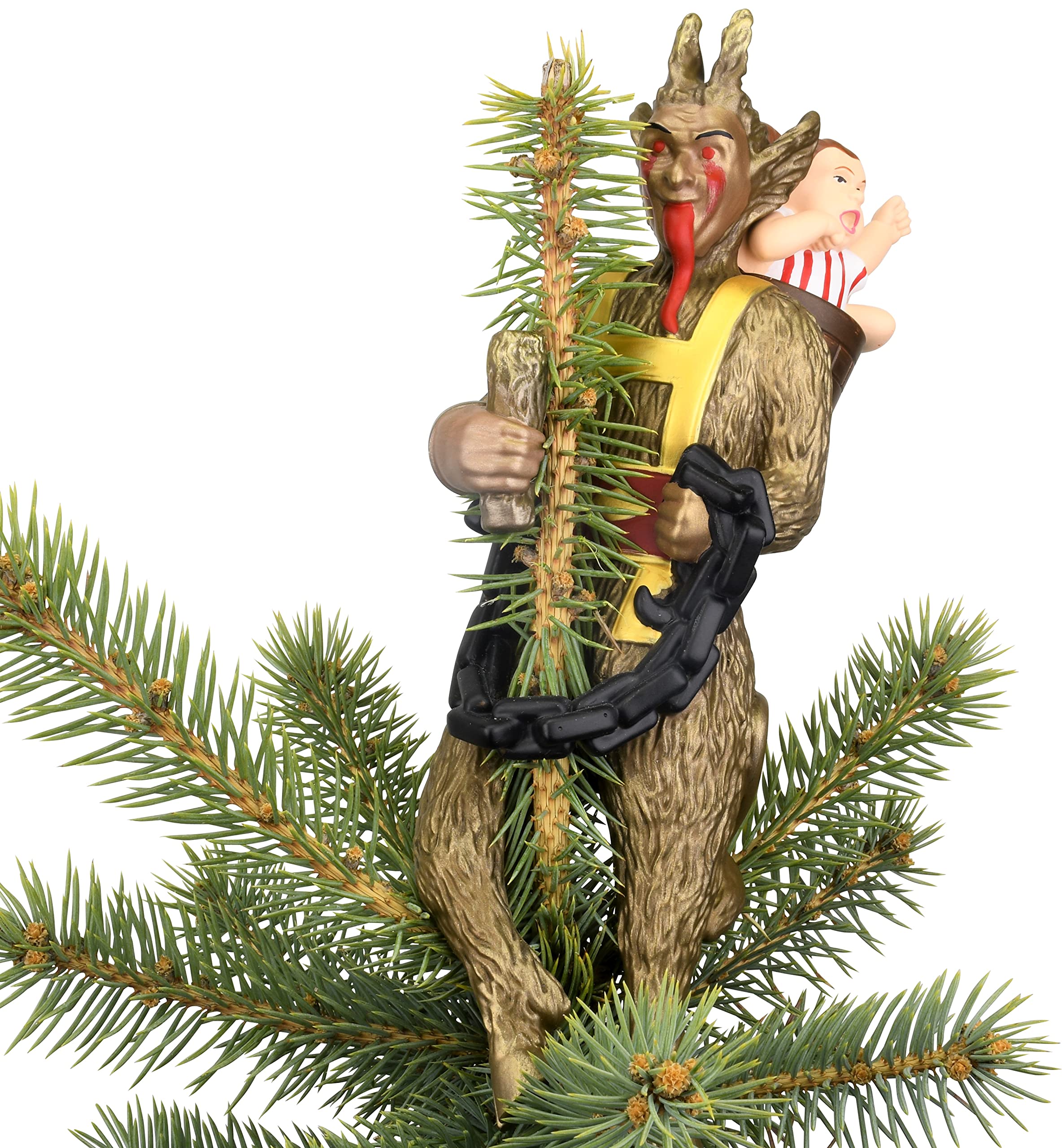 Tree Buddees Krampus front view showing menacing expression and holiday impact