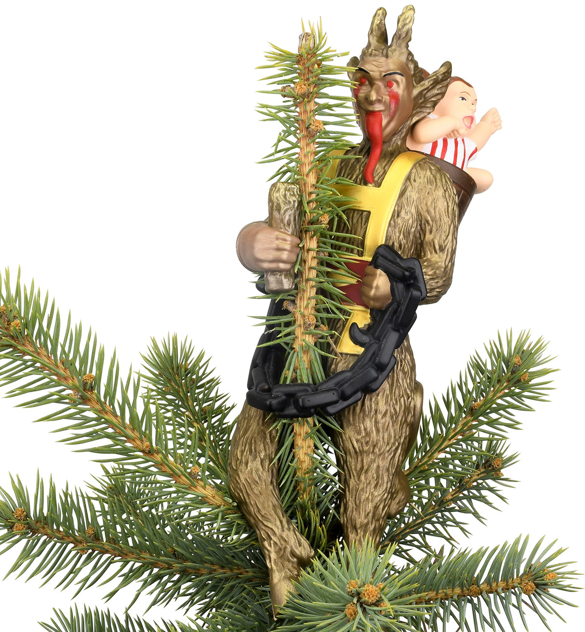 Tree Buddees Krampus front view showing menacing expression and holiday impact