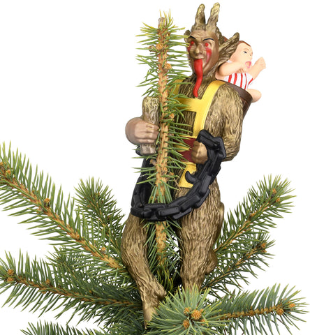Tree Buddees Krampus front view showing menacing expression and holiday impact