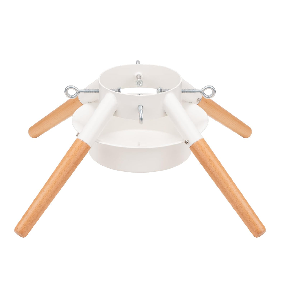 Tree Nest front view white metal stand showing sleek modern base and stability