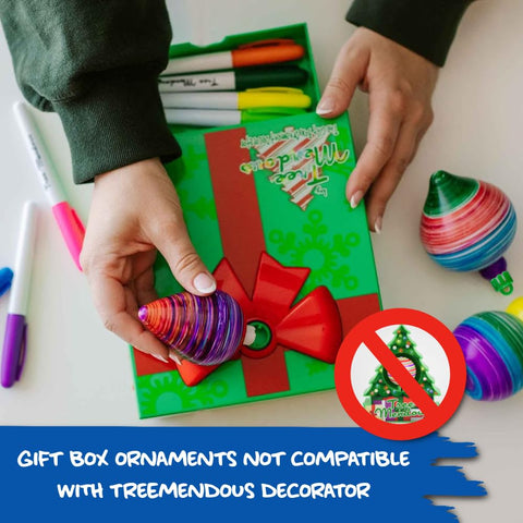 The Treemendous three shaped ornaments displayed to show variety and creative options