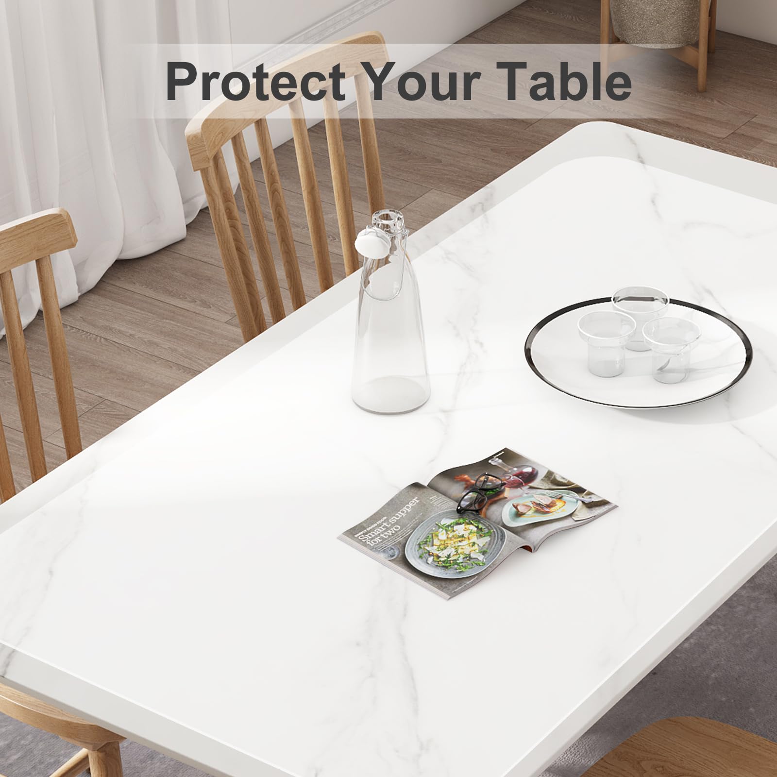 Treerit mat placed on counter with common items to show full-size coverage and scale