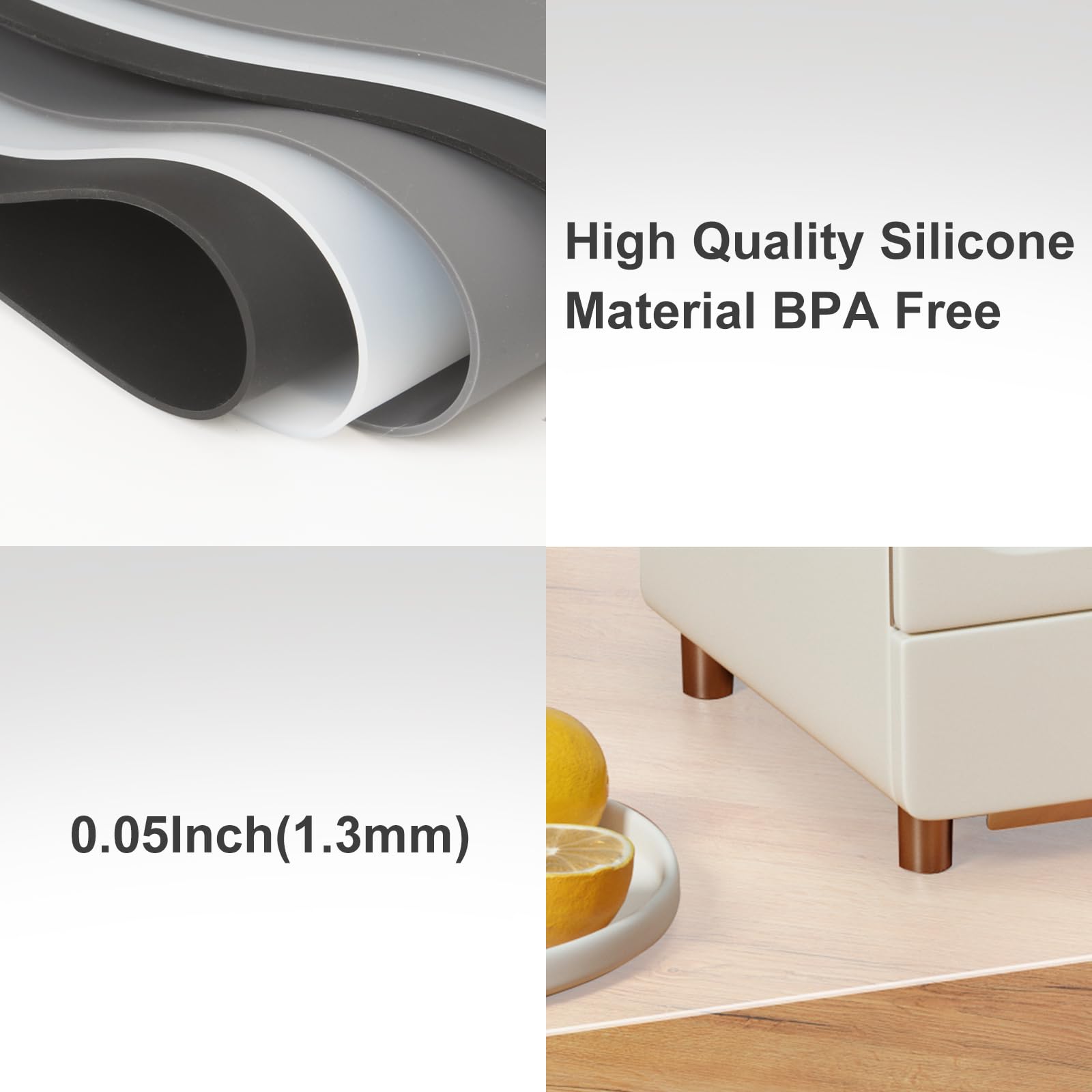 Treerit smooth underside detail demonstrating secure grip on countertop for non-slip use