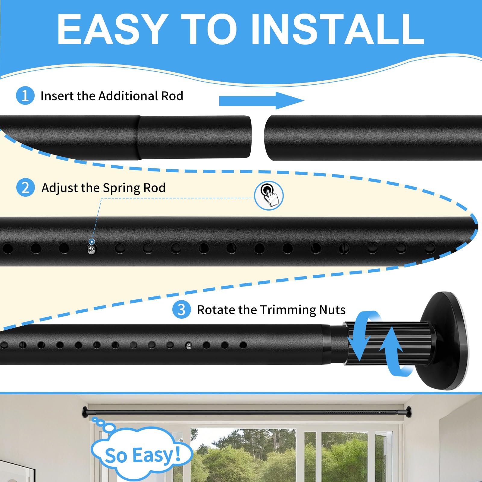 Treije tension mechanism closeup demonstrating easy tool-free installation