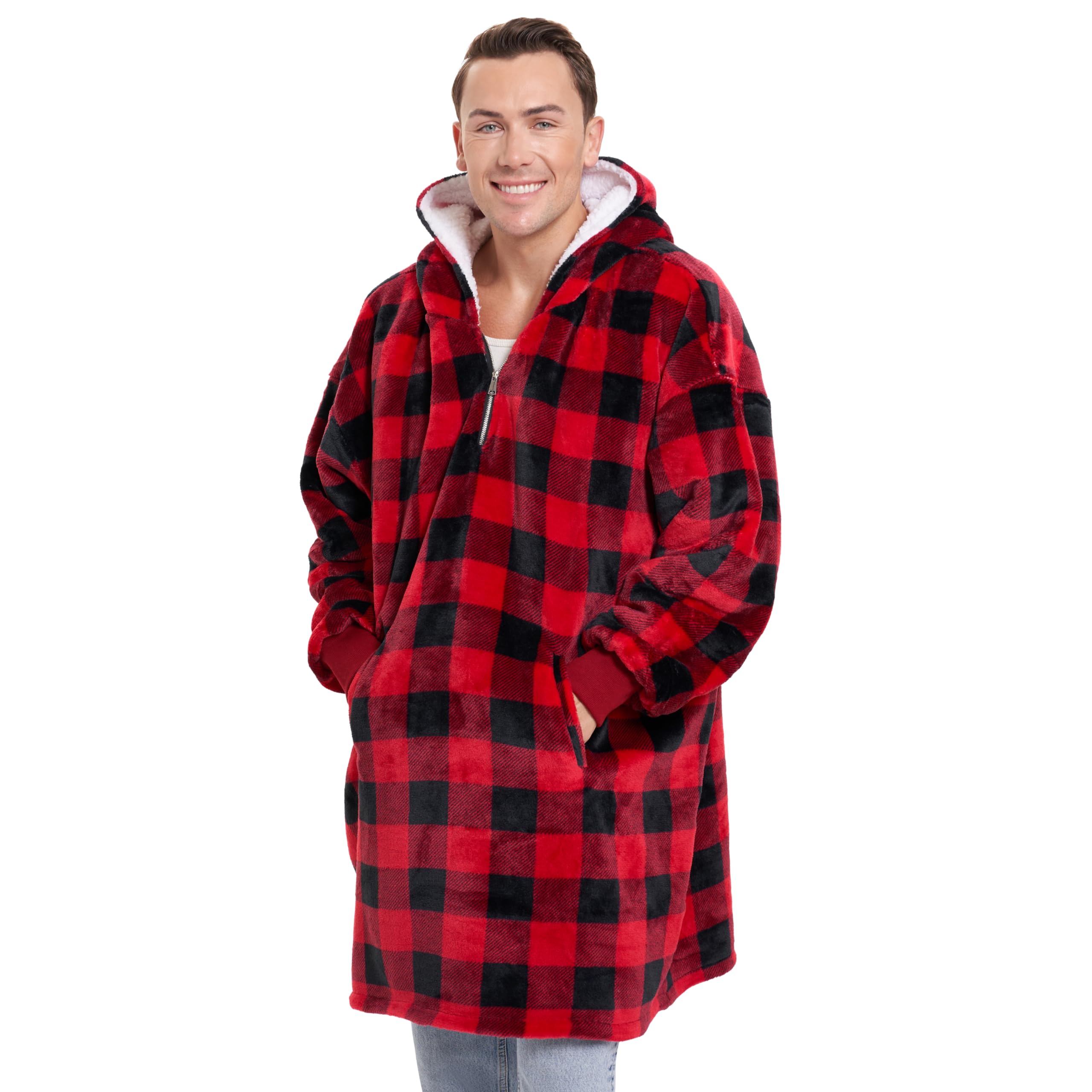 trekki front view hoodie showing oversized fit and roomy pocket for comfort