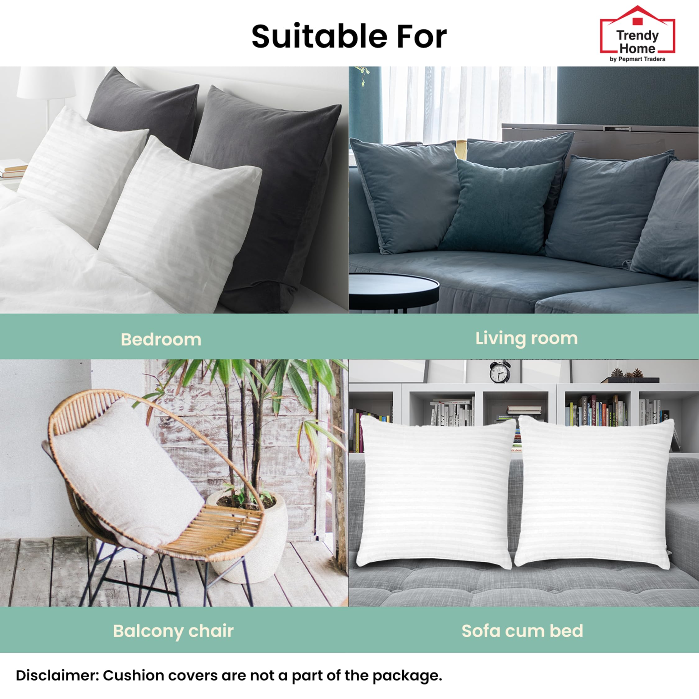 Trendy Home compressed vacuum-sealed inserts illustrating compact shipping and easy unpacking