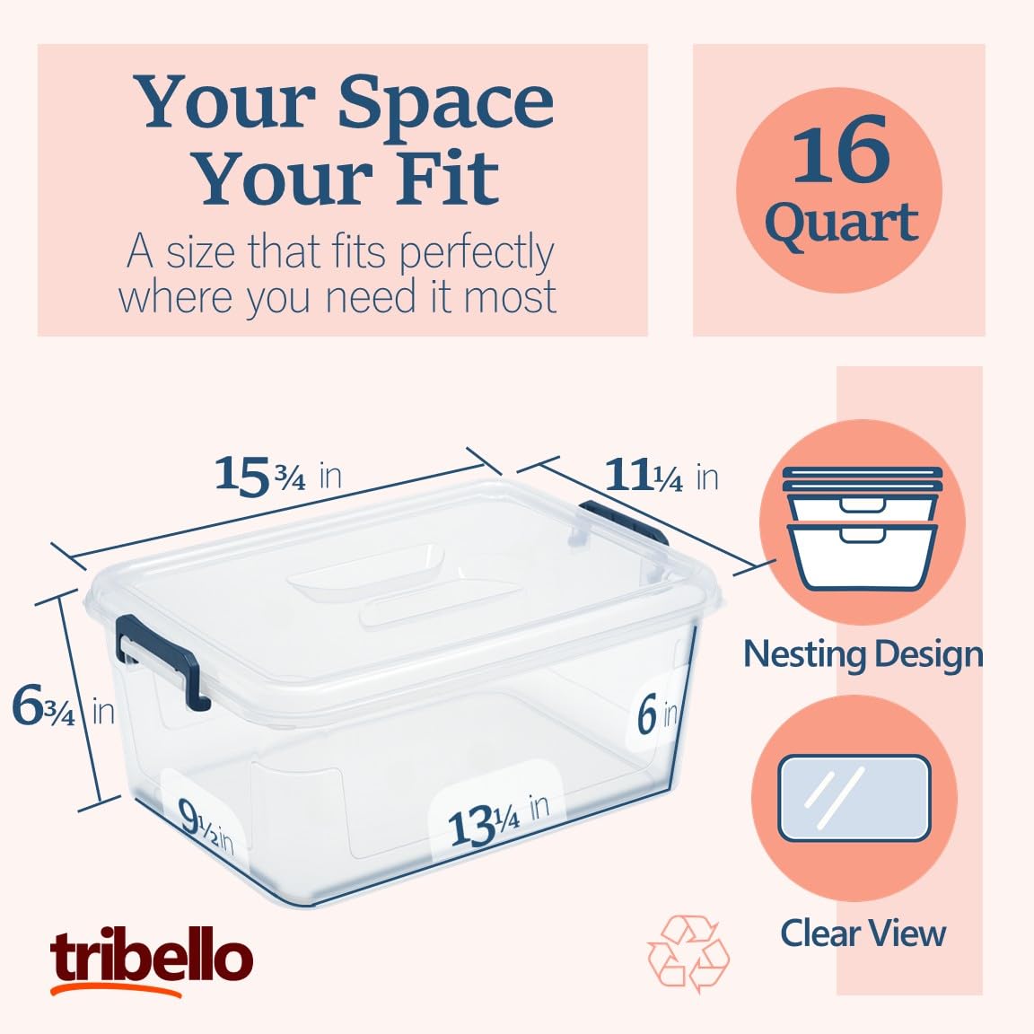 Tribello close-up of snap-on lid latch demonstrating secure closure and dust protection