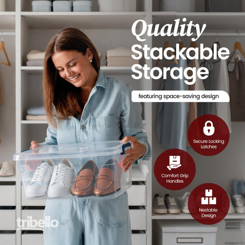 Tribello bins stored under bed illustrating space saving and easy access