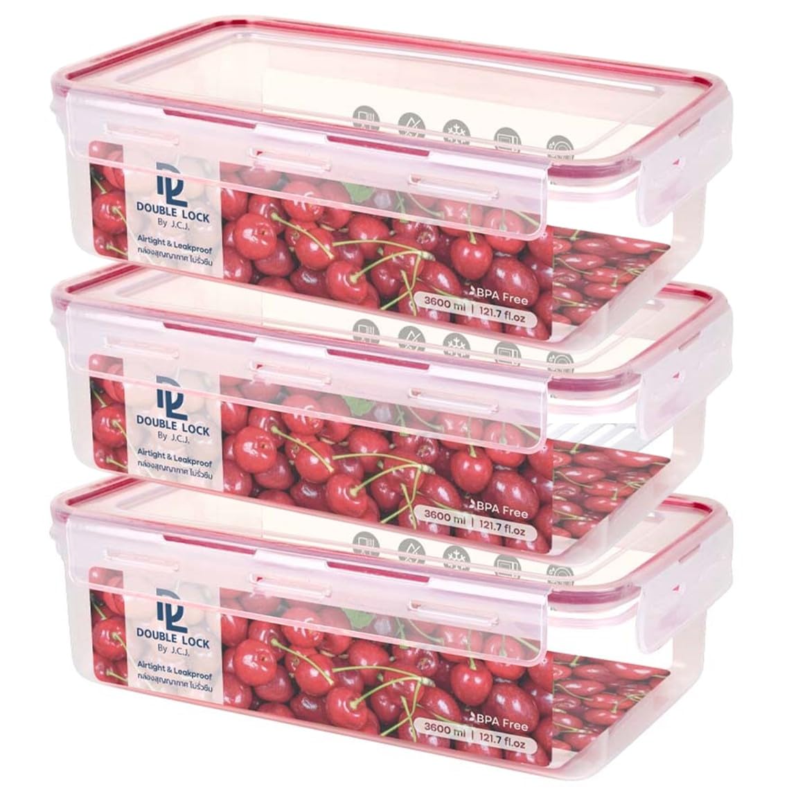 Tribello large container front view showing airtight lid and secure latches