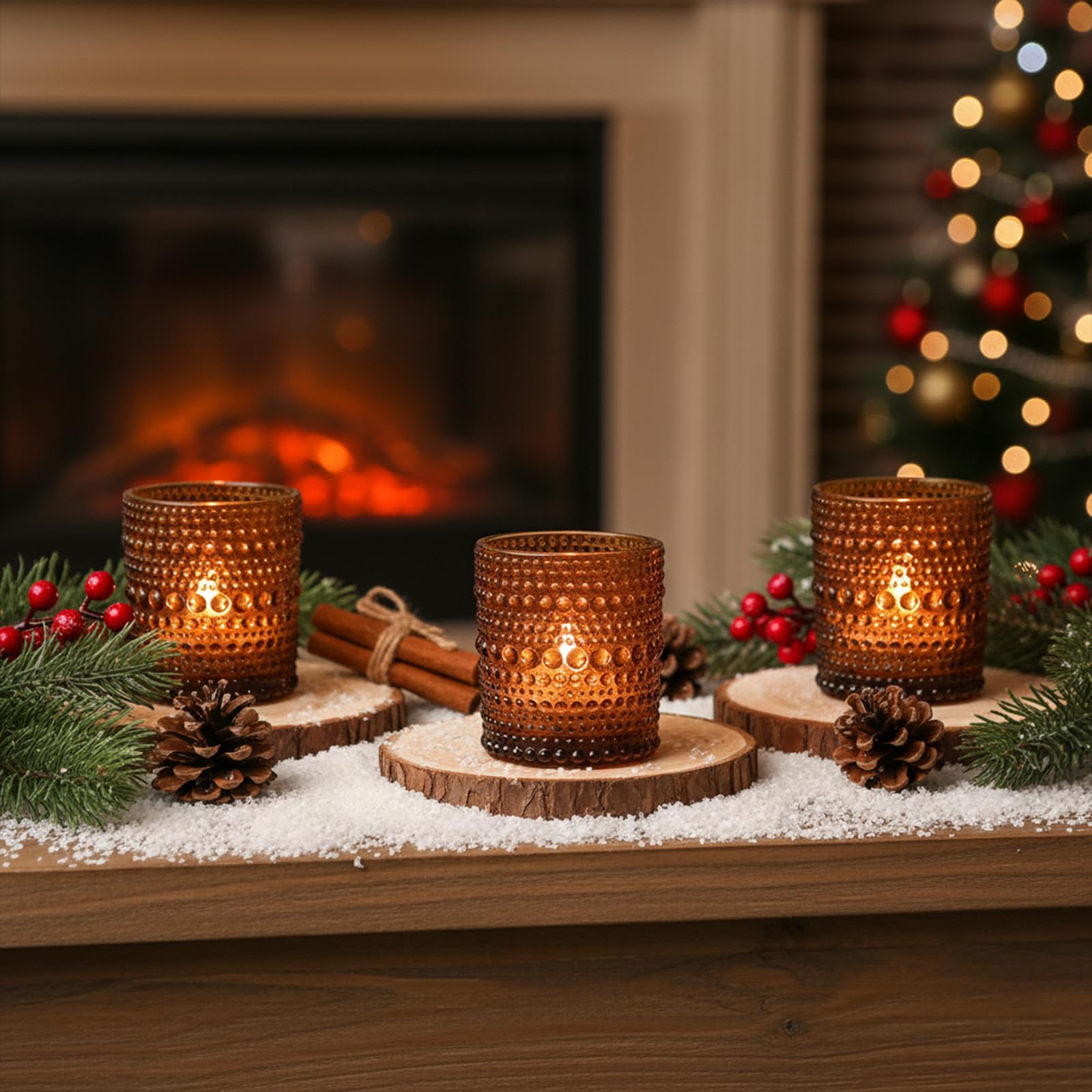 TRIRITE amber holder with LED candle demonstrating safe flameless lighting option