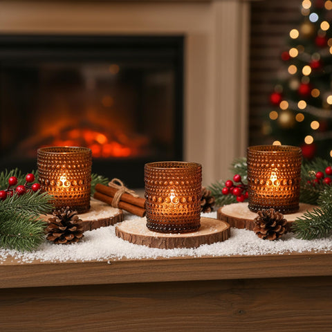TRIRITE amber holder with LED candle demonstrating safe flameless lighting option