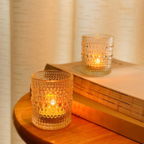 TRIRITE votive holder with lit tealight creating warm ambient glow