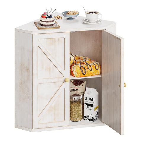 Trironsun front view of corner bread box showing tidy storage benefit