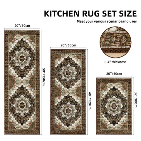 Tritard brown rug placed at kitchen sink demonstrating cushioned standing support