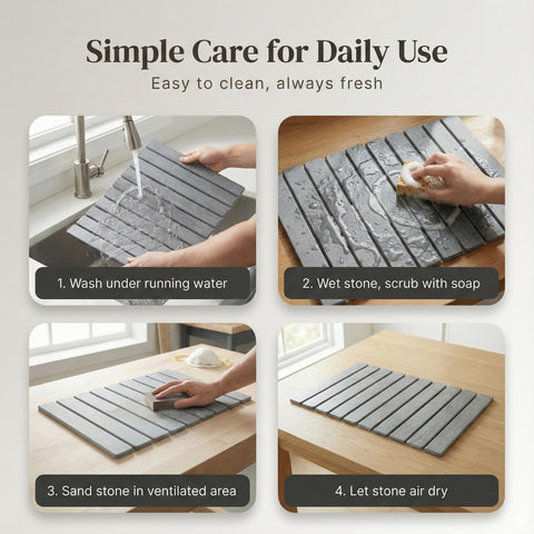 Trivelle mat on kitchen counter used for drying, multipurpose benefit