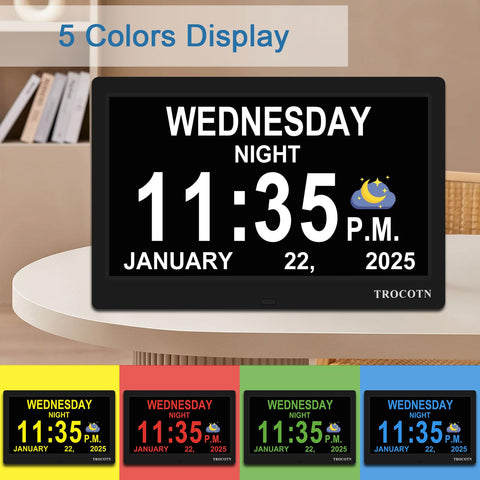 TROCOTN on a bedside table with auto-dim for comfortable night use