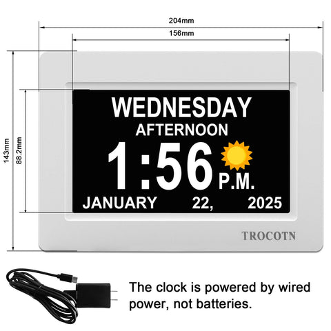 TROCOTN side angle mounted on wall for visible day and date at a glance