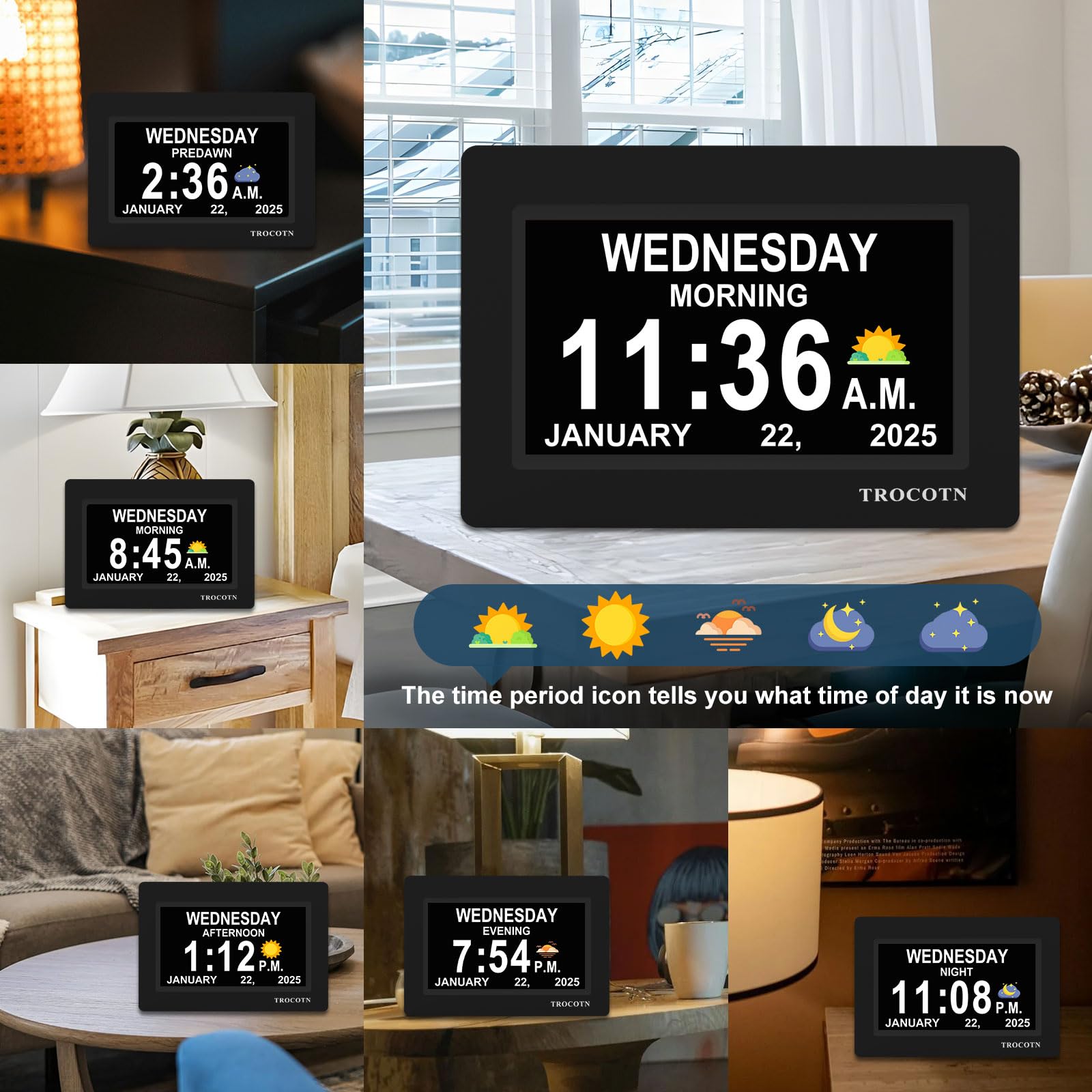 TROCOTN wall mounted in living room showing visible calendar benefits