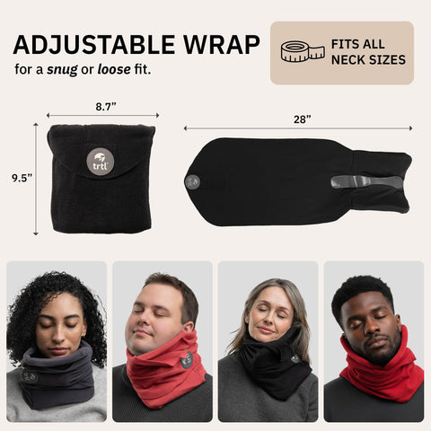 Trtl pillow clipped to backpack demonstrating compact travel convenience