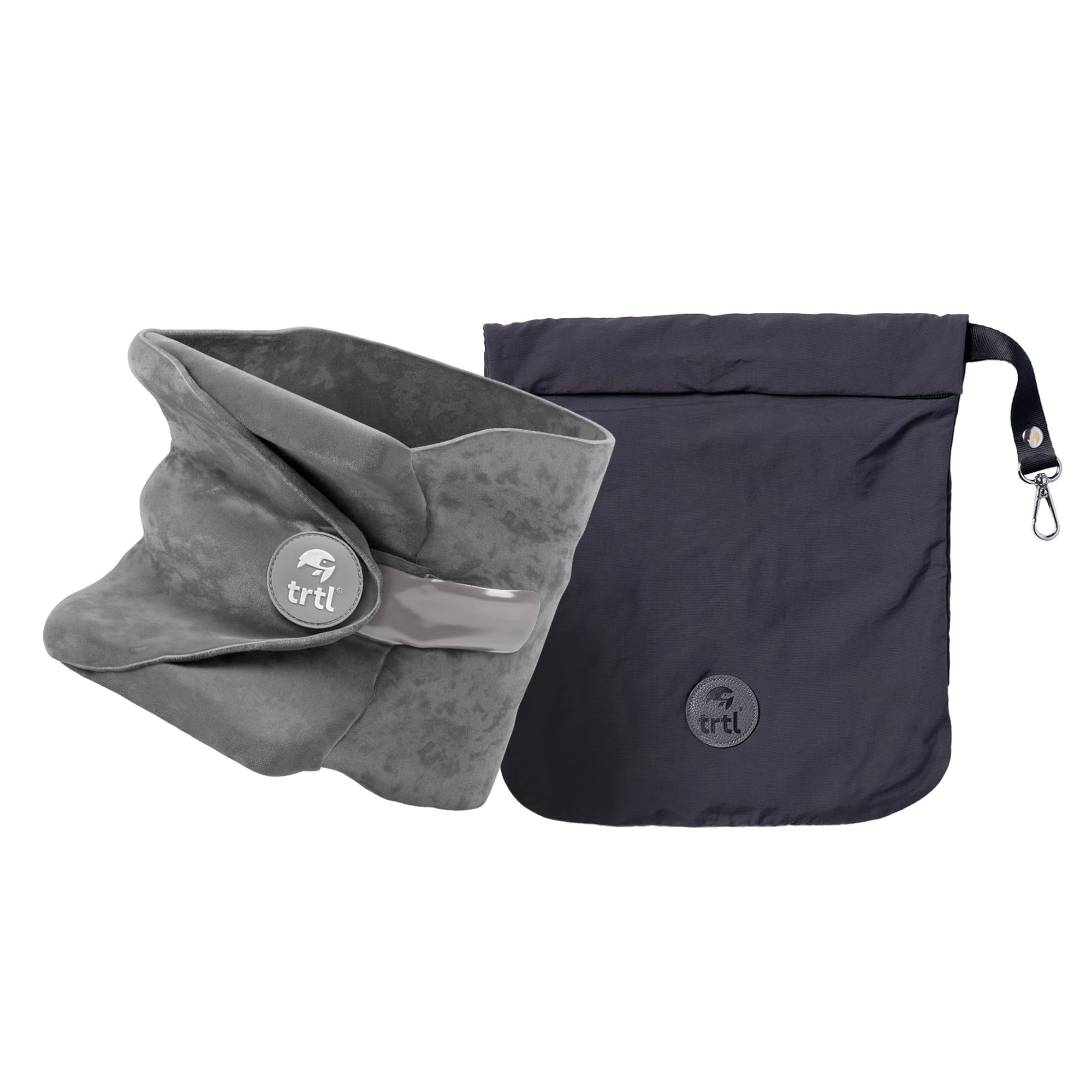 Trtl pillow front view showing ergonomic shape and lightweight benefit
