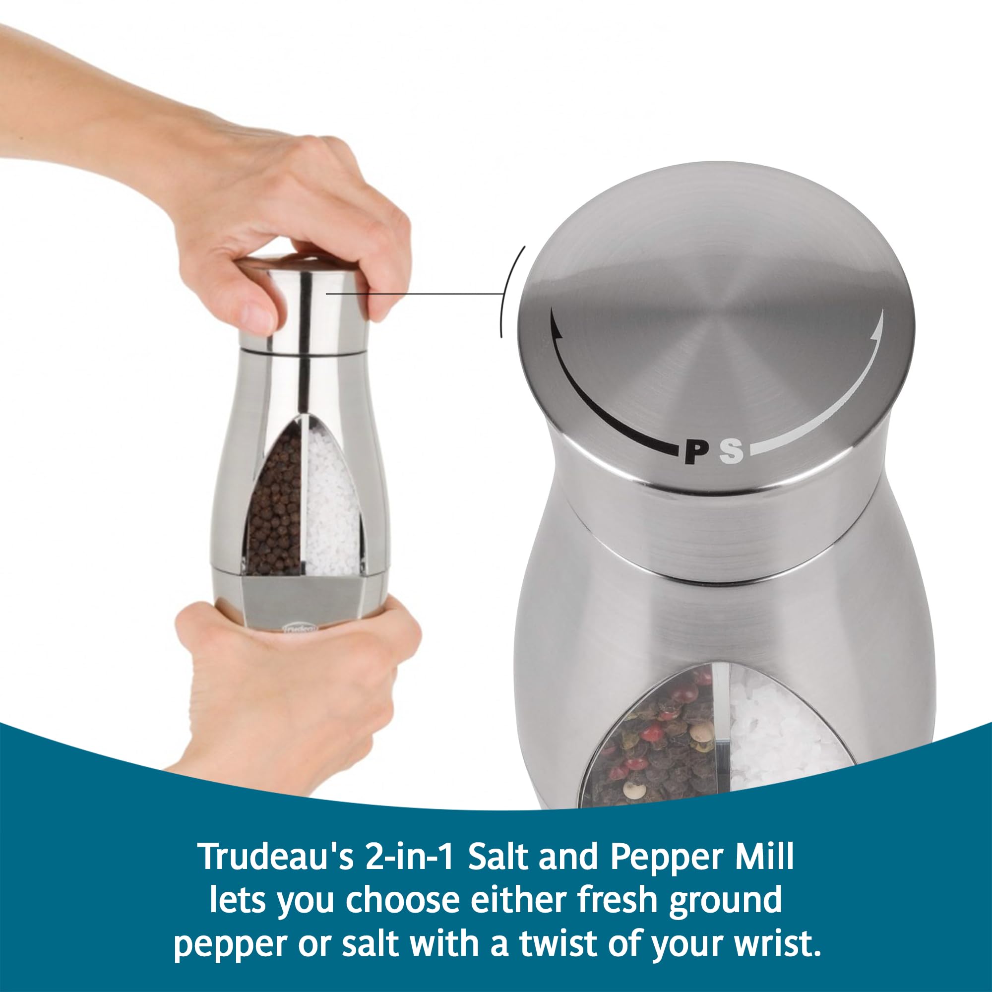 Trudeau close-up of grind knob highlighting adjustable coarseness control