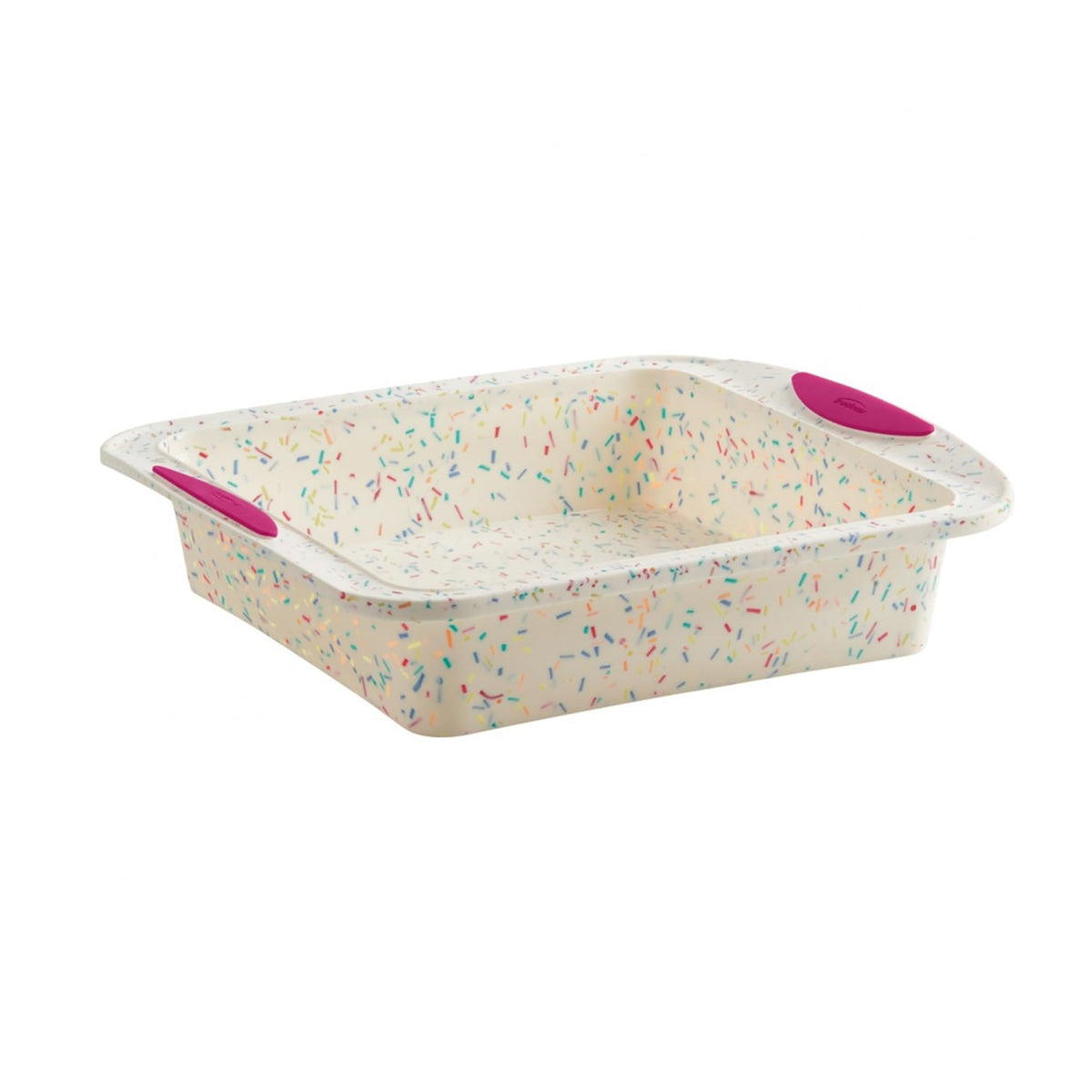 Trudeau Confetti front view showing square pan and neat edges for consistent bakes