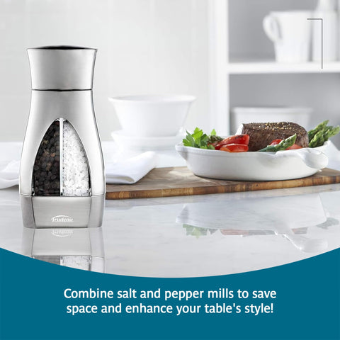Trudeau wide refill opening filled with sea salt for quick easy refills