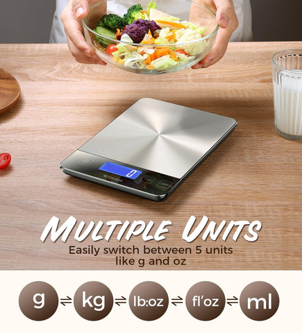 TRUDIN scale in use weighing flour for baking, demonstrating accuracy and recipe consistency