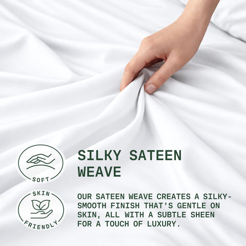 TRUE BAMBOO fitted sheet on mattress showing 16 inch deep pocket fit