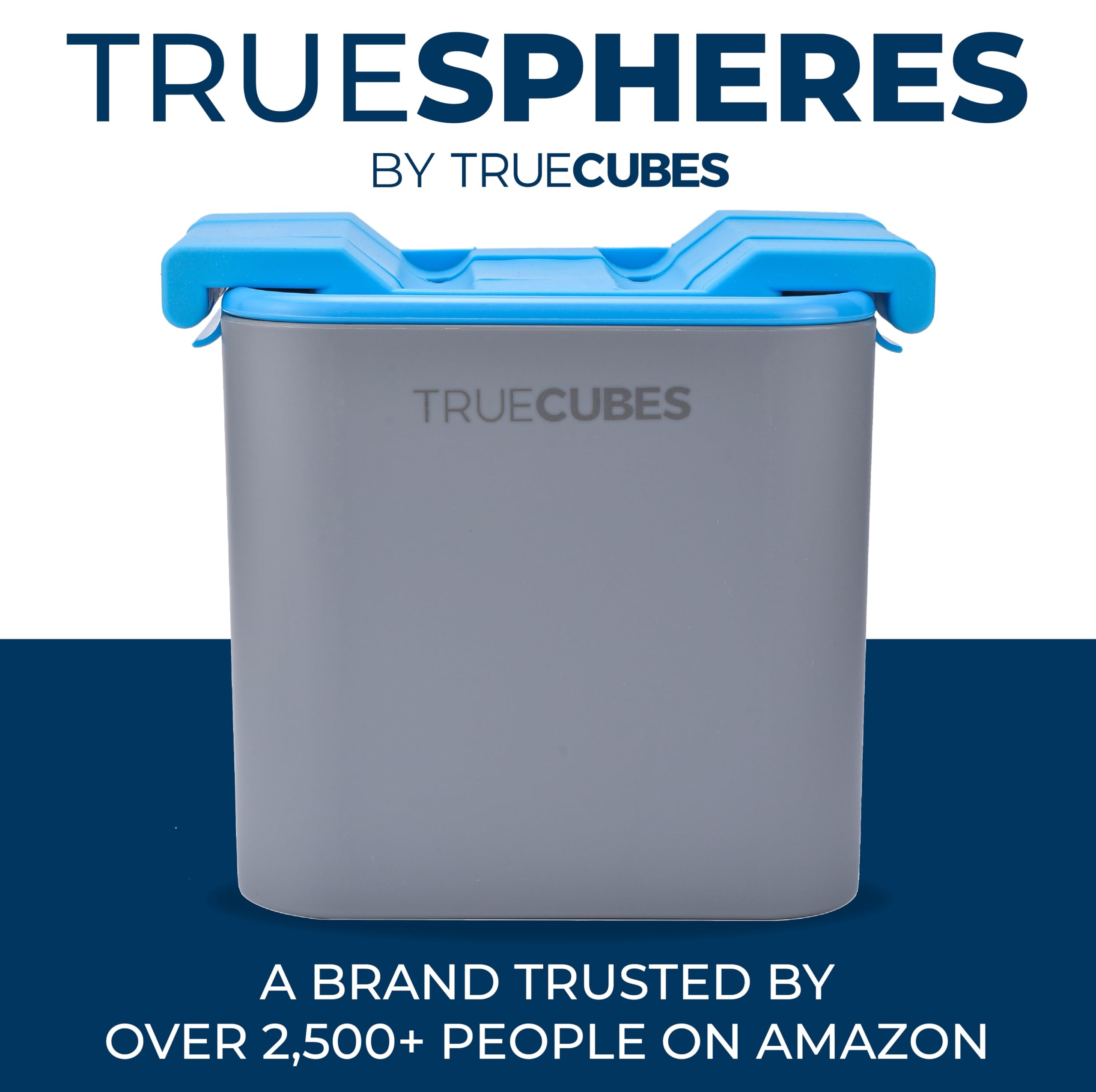 True Cubes sphere next to hand demonstrating 2-inch size benefit
