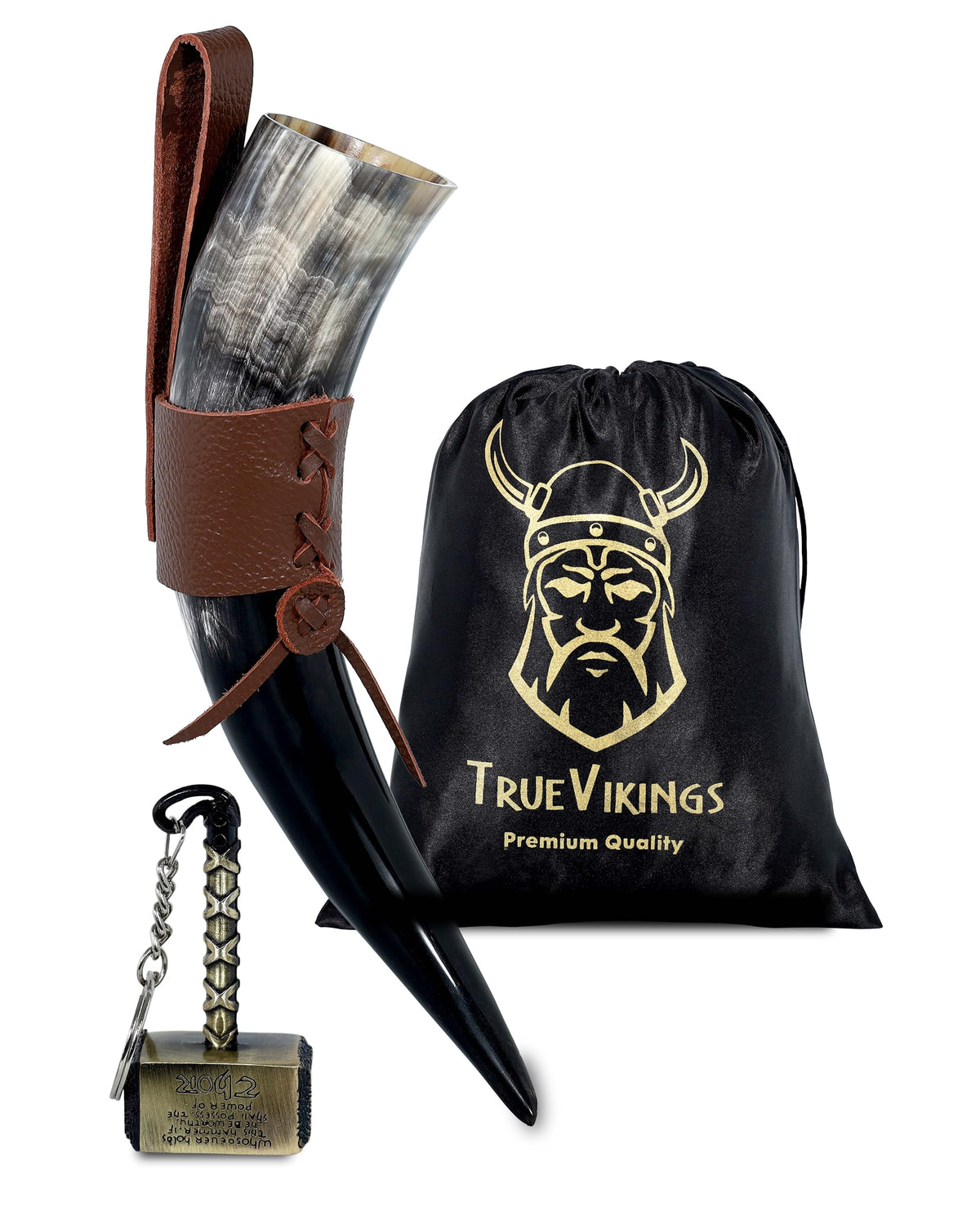 True Viking polished horn front view showing natural grain and authenticity benefit