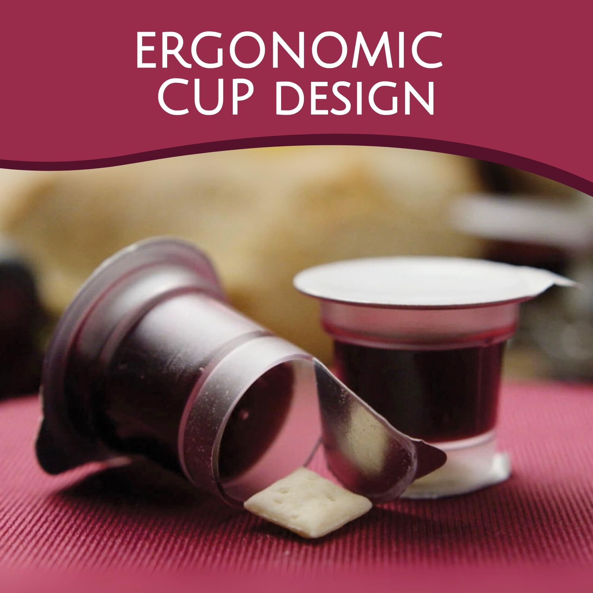 TrueVine cups arranged on a communion tray demonstrating efficient service workflow benefit