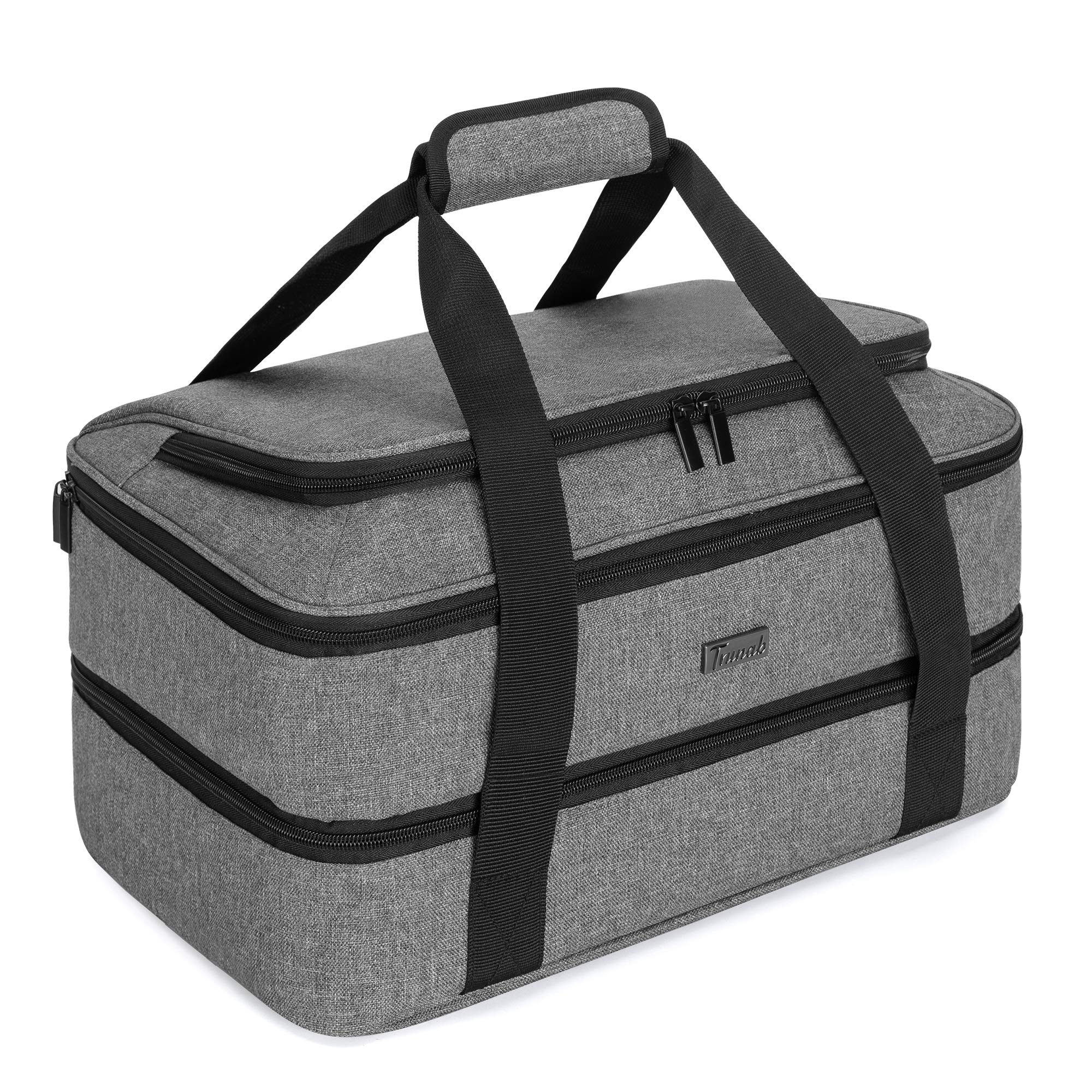 Trunab front view of carrier showing dual compartments and durable exterior for secure transport